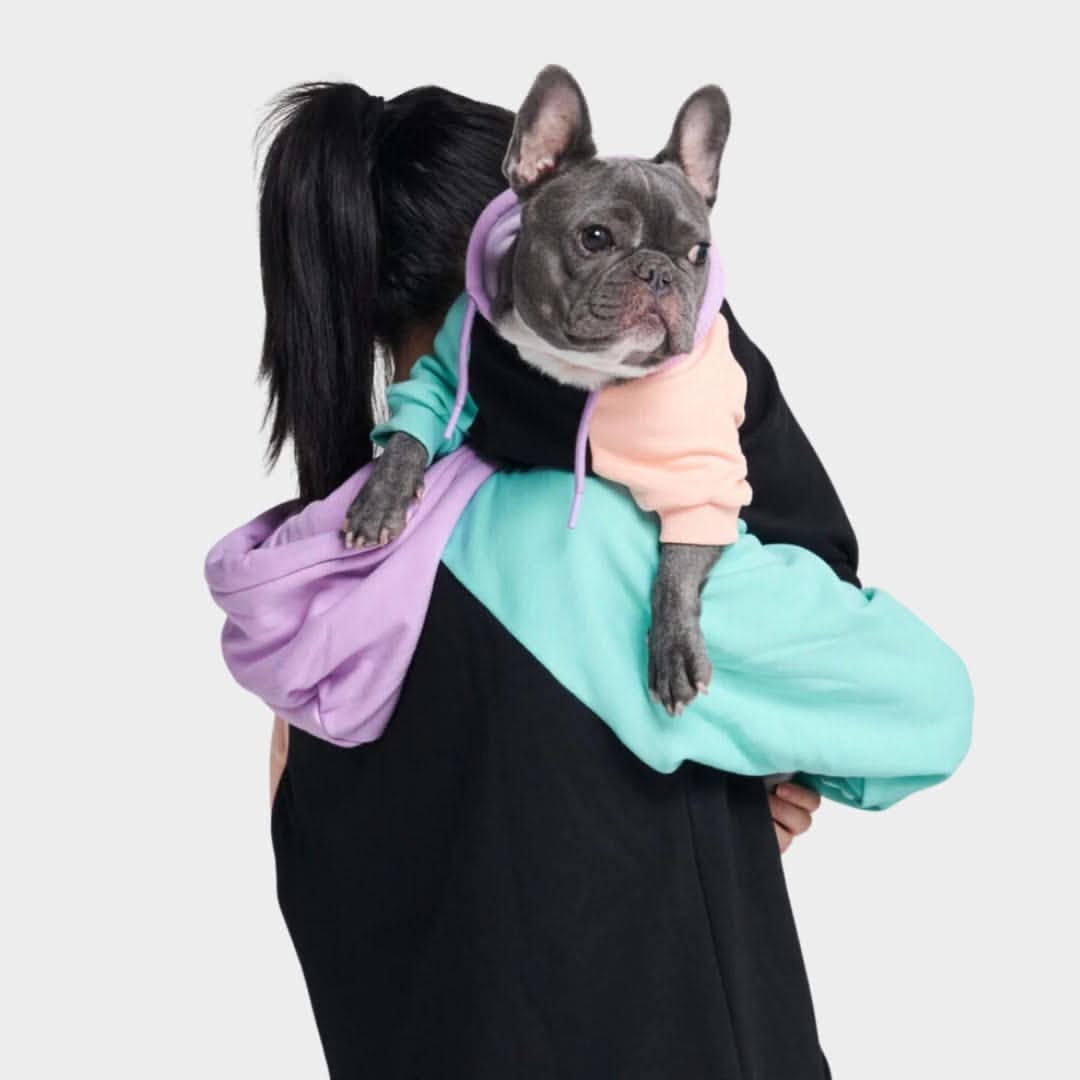 Purple Teal Mango Black Color-block Human Hoodie (Dog Matching