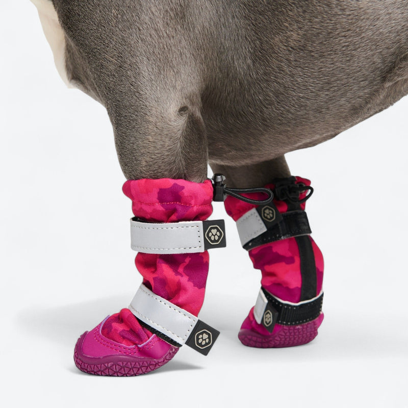 Flex Shell 防水犬用ブーツ - フューシャ カモ