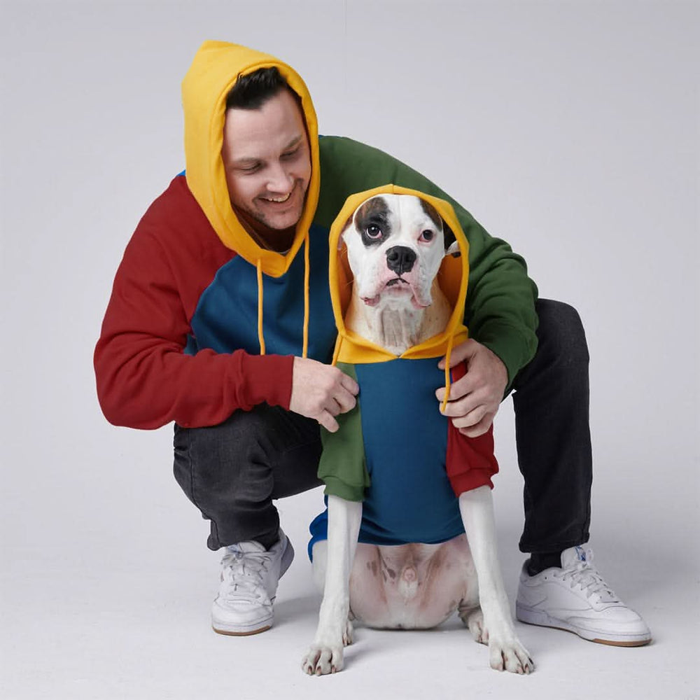 スパークパウズ　人　犬　お揃い　服 Primary Color Block Hoodie (Human & Dog Matching) – SPARK PAWS