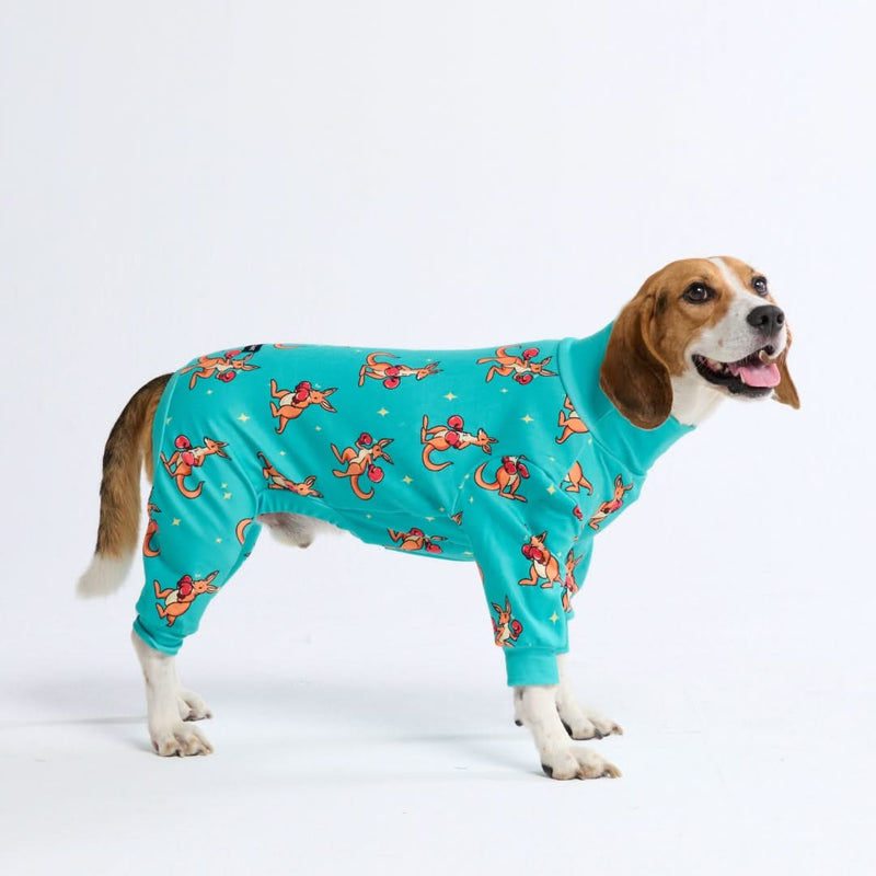 犬用パジャマ - ボクシング カンガルー - ブルー
