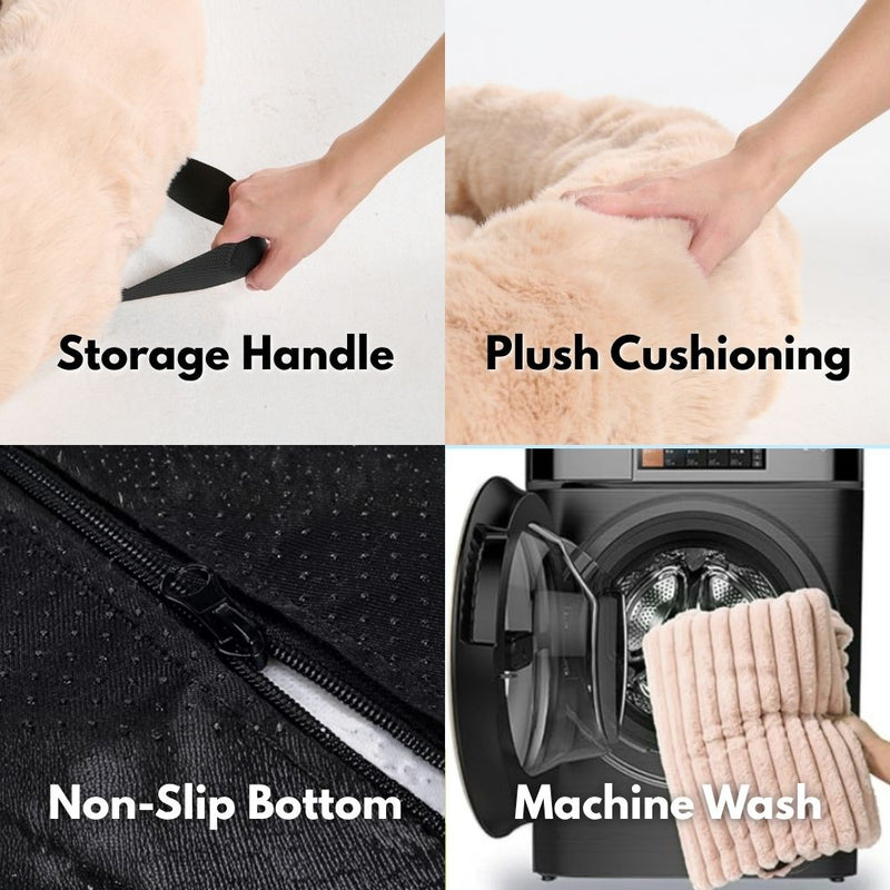 ふわふわリラックスソファカバー付きドッグベッド - ベージュ