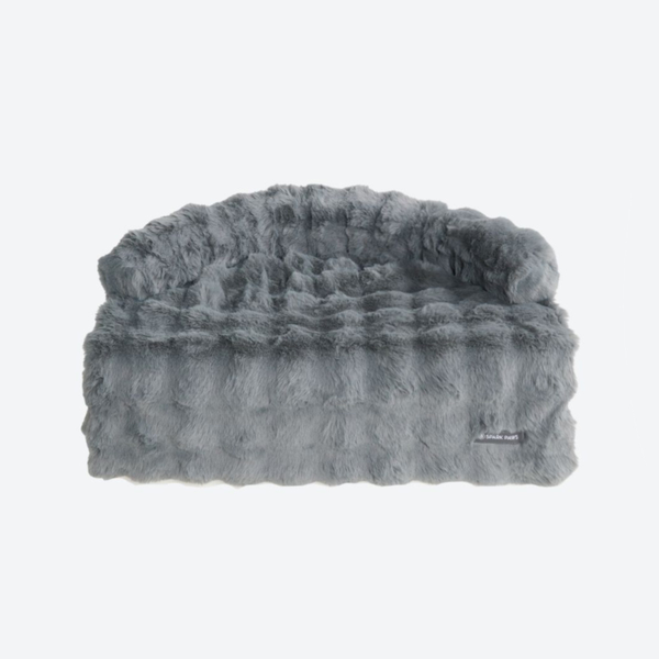 ふわふわリラックスソファカバー付きドッグベッド - グレー