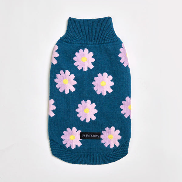 Flower Knit Dog Sweater