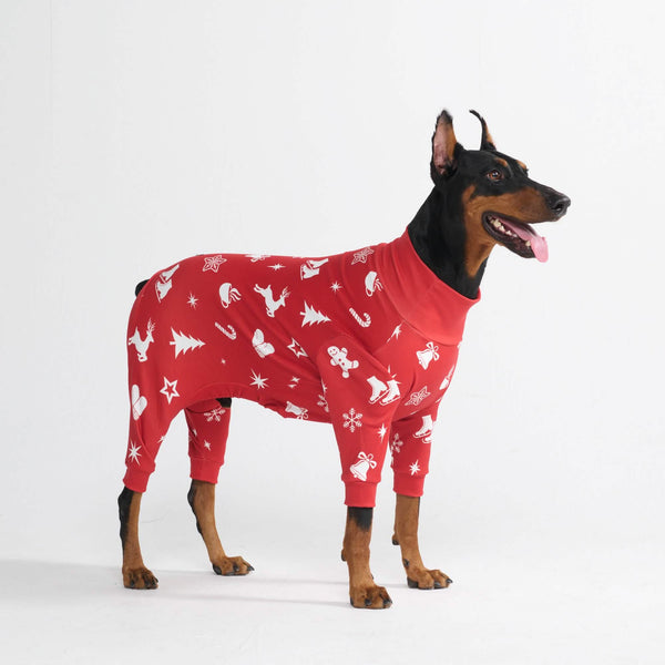 犬用クリスマスパジャマ - レッドチアー