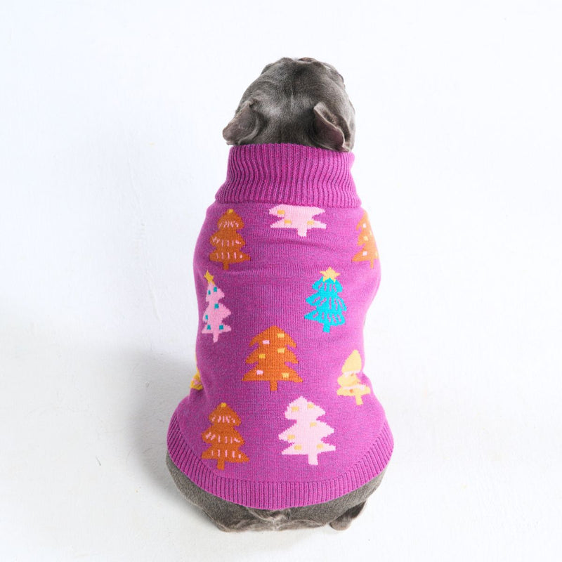 クリスマスニット犬用セーター – マゼンタのキャンディツリー