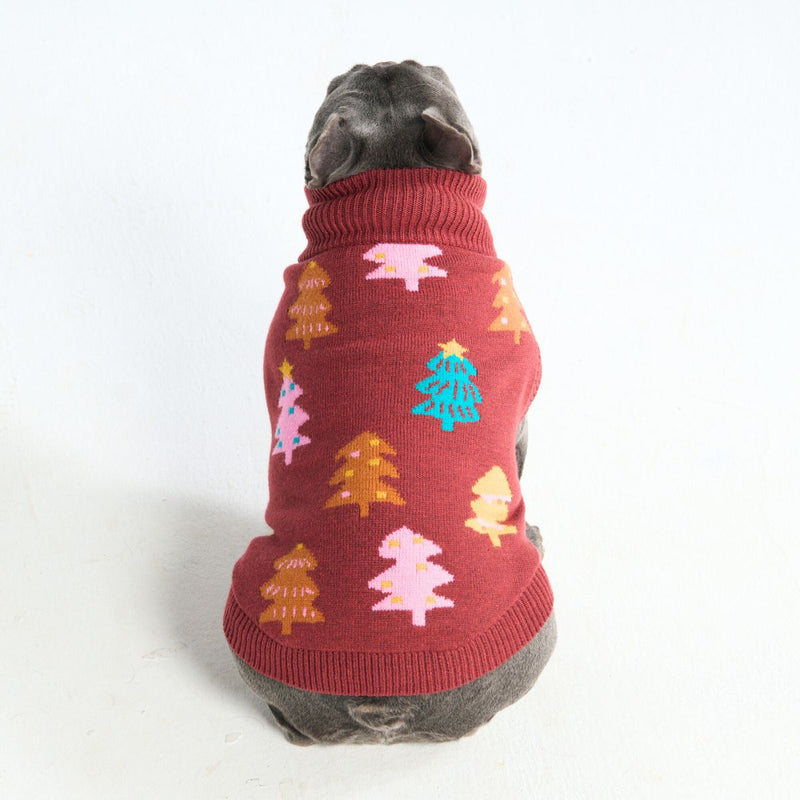 クリスマスニット犬用セーター – 栗色のキャンディツリー