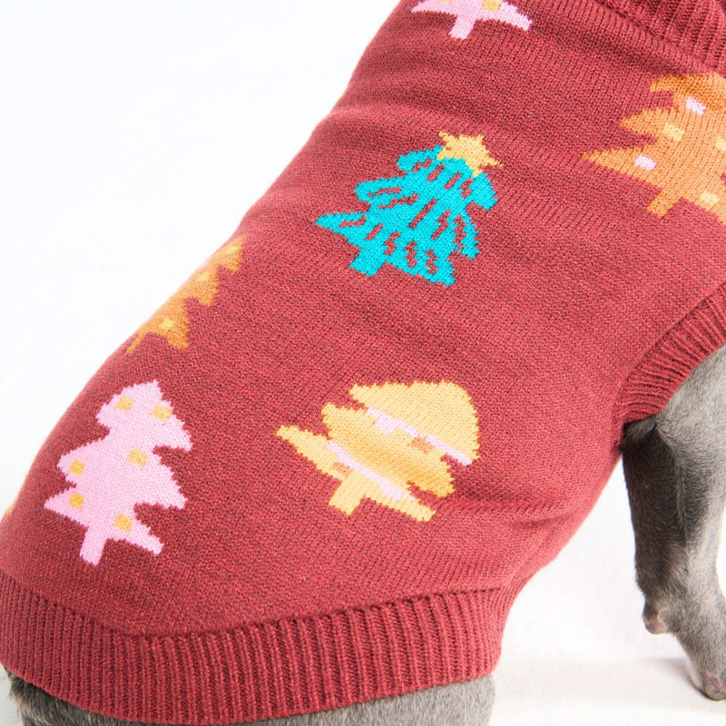 クリスマスニット犬用セーター – 栗色のキャンディツリー