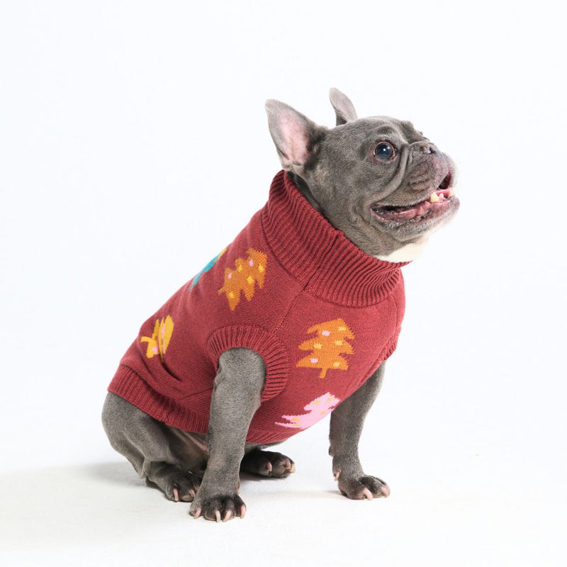 クリスマスニット犬用セーター – 栗色のキャンディツリー
