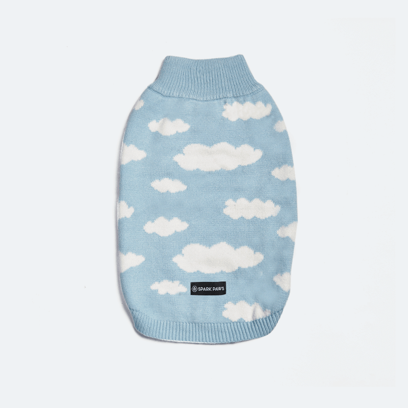 雲柄ドッグセーター - ブルー