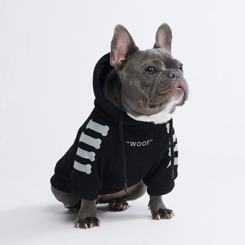 "WOOF" ドッグフーディー - ブラック & リフレクター
